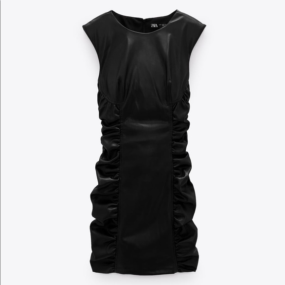 Ruched faux leather dress zara Clearance